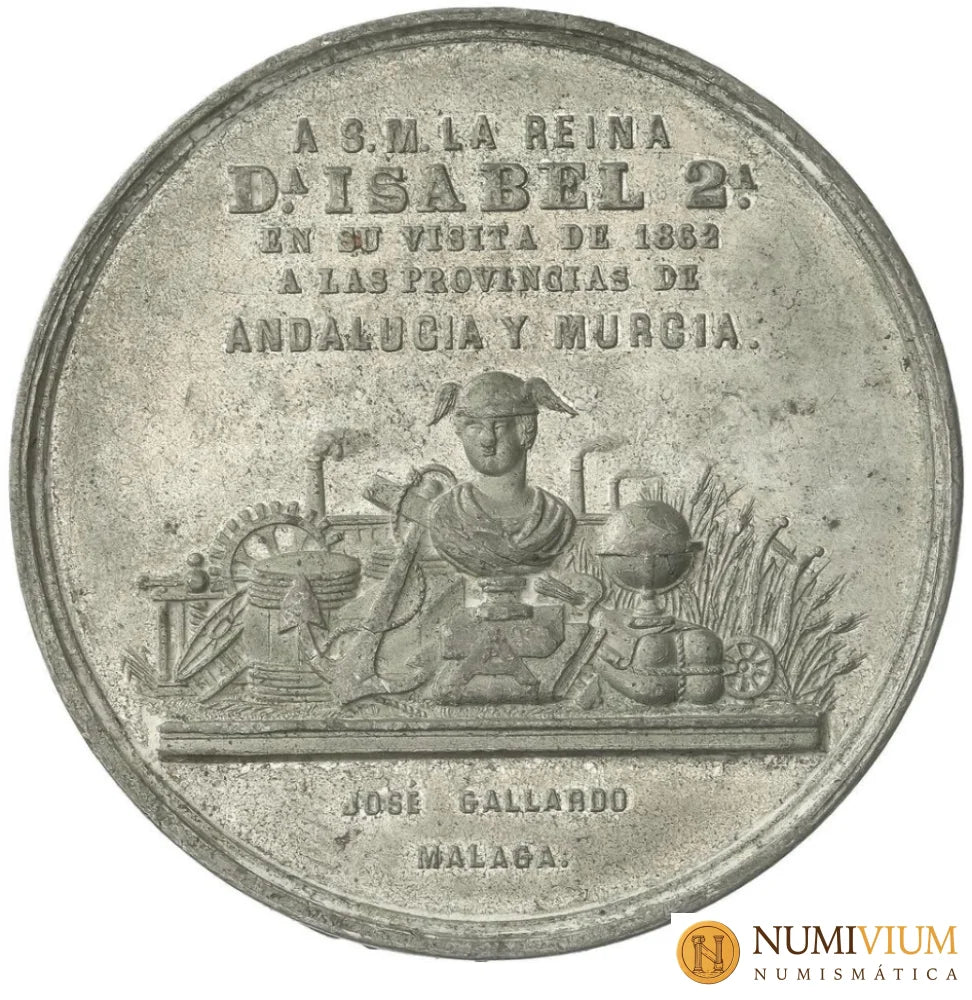 Medalla ISABEL II. 1862. Visita Real a las Provincias de Andalucía y Murcia. Ø 51 mm. EBC