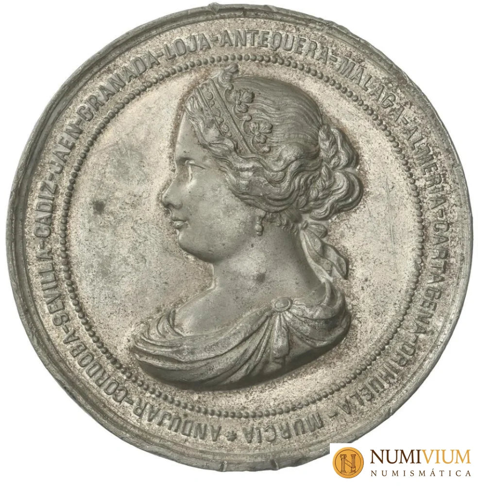 Medalla ISABEL II. 1862. Visita Real a las Provincias de Andalucía y Murcia. Ø 51 mm. EBC