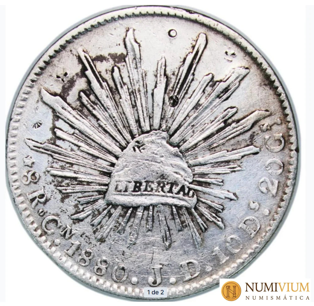México: 8 Reales de plata de 1880. Ceca de Culiacán.
