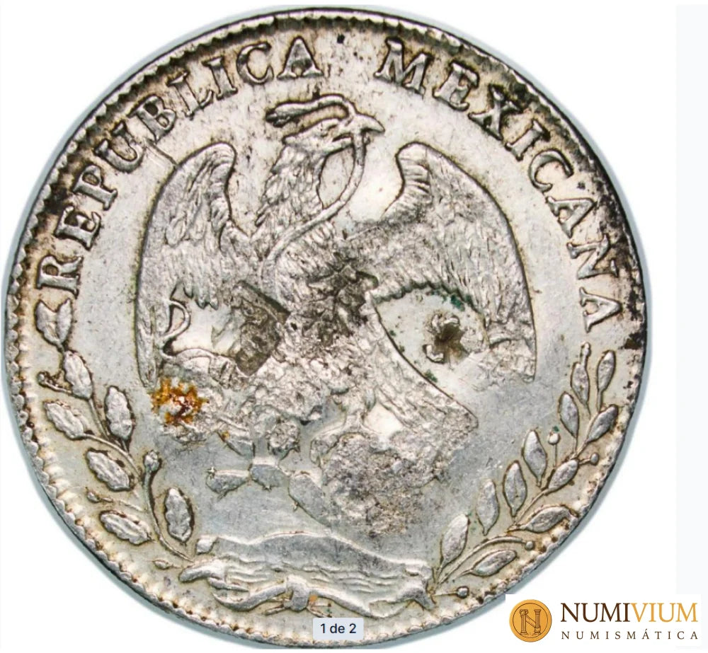 México: 8 Reales de plata de 1884. Ceca de Guanajuato. Resellada.