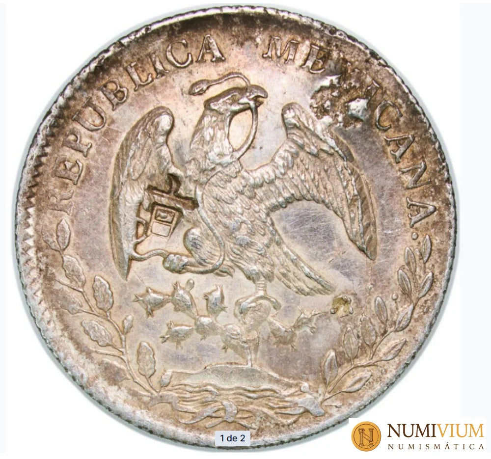 México: 8 Reales de plata de 1886. Ceca de Zacatecas. Resellada.