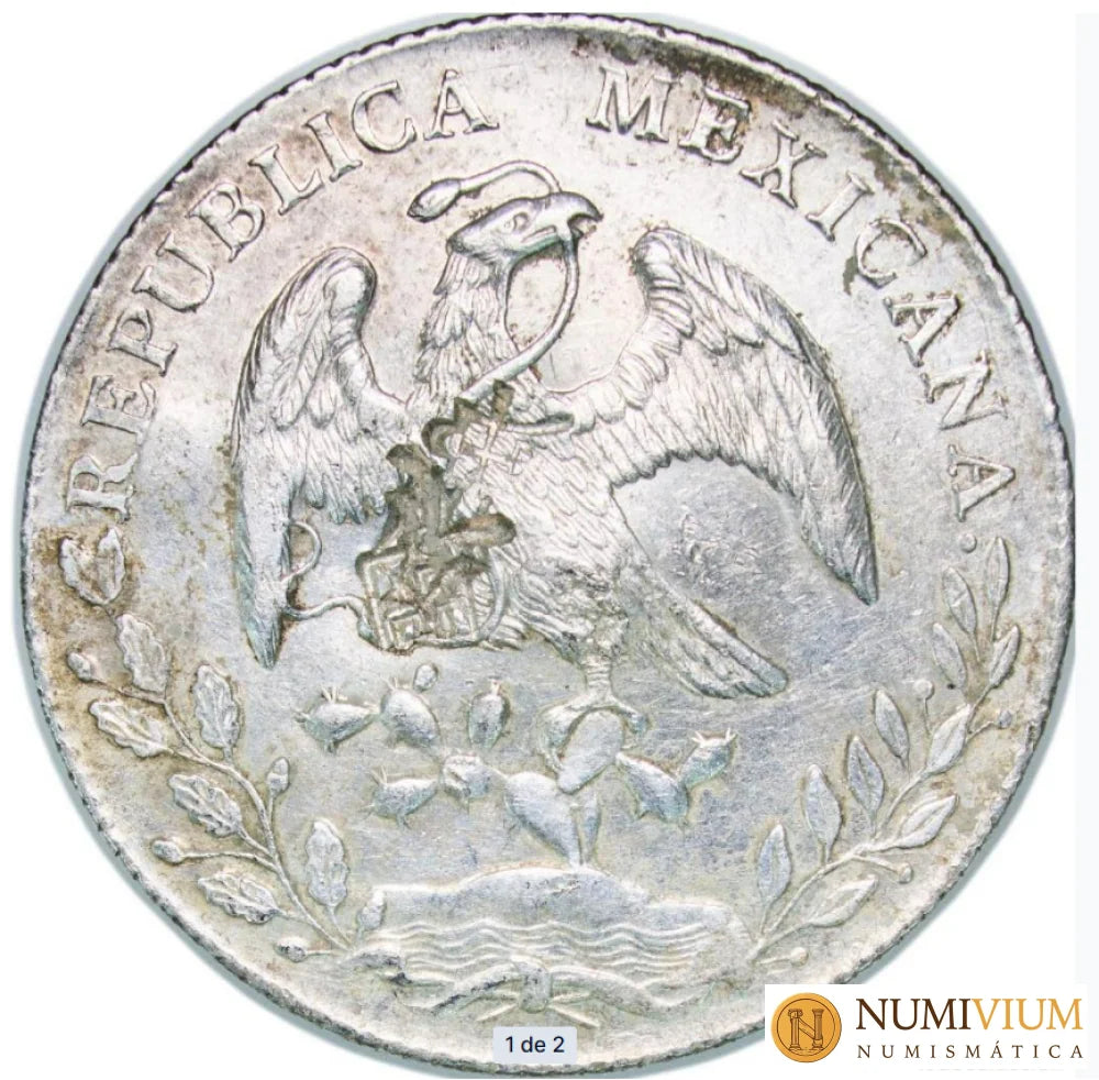México: 8 Reales de plata de 1888. Zacatecas. Resello.