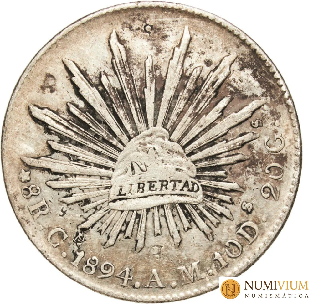 México. República. 8 Reales. Culiacán. 1894 Cn AM