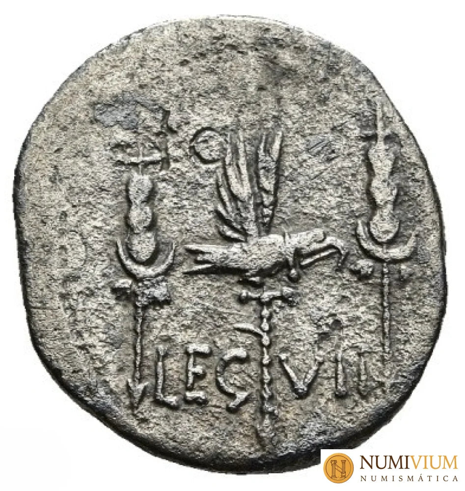 República Romana · Marco Antonio · Denario. Legión VII · 32-31 a.C.