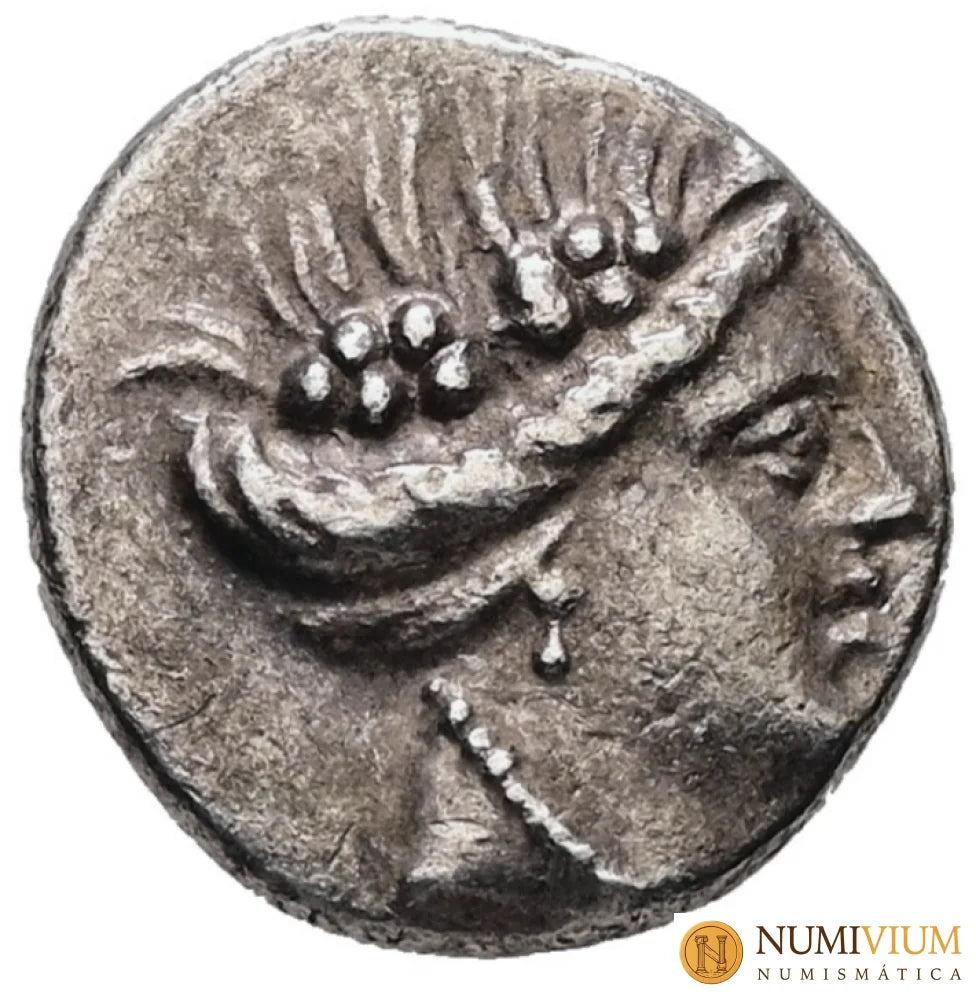 Tetróbolo de plata. Eubea Ninfa Histiaia. Siglos III-II a.C. Tetróbolo
